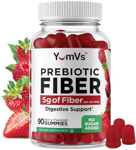 YUM-V'S - Prebiotic Fiber Gummies for Adults & Kids - 5g Digestive Aid Gummy Fiber Supplement - Keto Friendly Prebiotic Daily Fiber Supplement for Women & Men