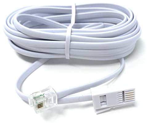 DRUT RJ11 to BT 4 Pin Male to Male Rollover Cable, 3m 10ft | Modem Router Lead Cord VDSL/ADSL, Not for Telephone