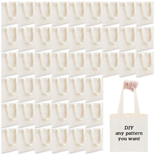 Amylove 24 Pcs Mini Tote Bag Sublimation Blank Canvas Tote Bags Reusable for Grocery Shopping, DIY, Easter Party Favor Gift Bags (8.5 x 8 Inch,Natural Color)
