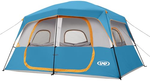 UNP Camping Tent 4-8 Person Waterproof Windproof with Rain Cover Easy Set Up Portable Dome Tents