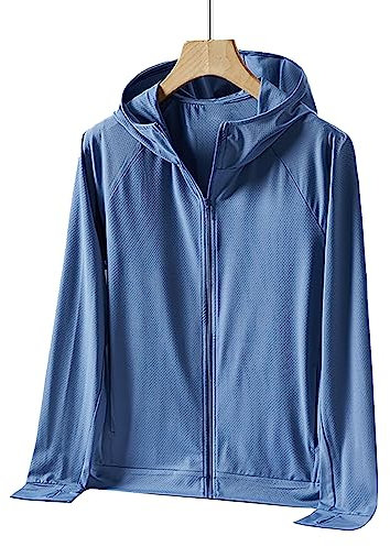 Veste de Protection Solaire d'été pour Homme, Veste de Protection Solaire à Capuche à Manches Longues pour la Randonnée (L)