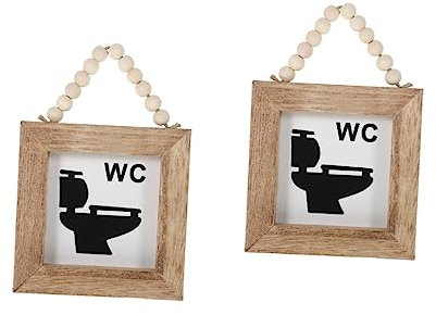 Operitacx 2stücke Holzschild Wc Dekoration Rustikales Wanddekor Für Badezimmer Selbstklebend Vintage Stil Einfache Montage Für Toiletten Und Öffentliche Sanitärräume