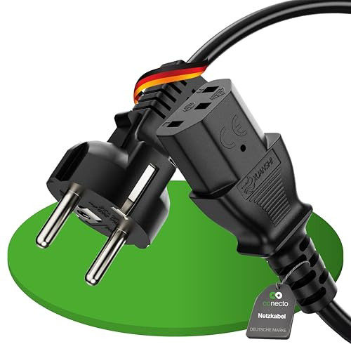 conecto Kaltgerätekabel Stromkabel Netzkabel C13 3-polig Schutzkontakt 1m | Schwarzes Netzkabel für Monitor, PC, Drucker, Beamer und Spielekonsolen mit Schutzkontakt Stecker auf IEC C13 Buchse