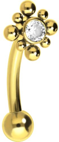 PIERCINGLINE Titan Banane mit Push Fit KRISTALL + KUGELQUADRAT Piercing Auge Ohr Helix Tragus Conch Farb & Größenauswahl