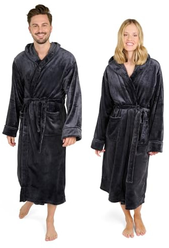 Blumtal Bademantel Damen & Herren - Kuscheliger Fleece Morgenmantel mit Kapuze & Taschen, OEKO-TEX® Zertifiziert