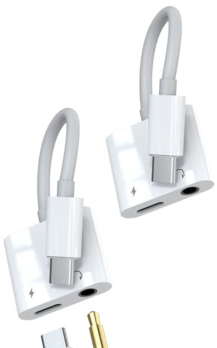 USB C a Jack 3.5 Auriculares (2Pack)Para Apple iPhone15 Pro Max Para iPad Air Mini6 Compatible con Samsung Adaptador Tipo C Audio Auxiliar Cable Type C Microfono Dongle DAC Cascos Cargador Accesorios