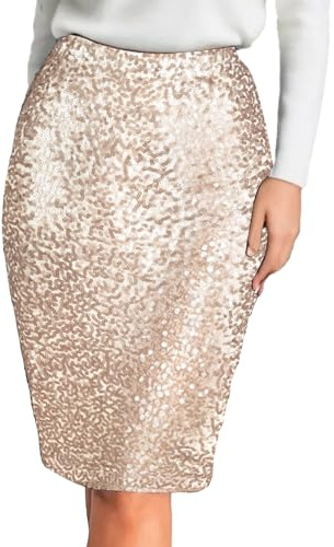 MUNAFIE Falda de Lentejuelas para Mujer, Sexy, para Fiesta, Negro, XXL
