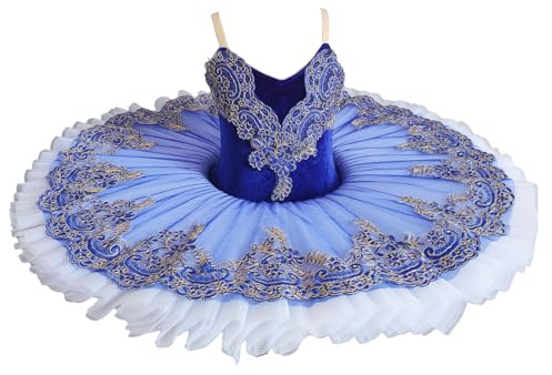 Tytyozay Tutú de Ballet Profesional de la niña Azul, Tutú del Lago de los cisnes Trajes de Bailarina Plato Panqueque Tutú Vestido de Fiesta de Bailarina Falda de Danza de Ballet