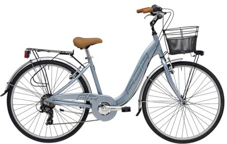 Adriatica Bazam City-Trekking Relax, Damen-Fahrrad, 6 Gänge, Rahmen aus Aluminium, Größe 45, Metallic-Grau