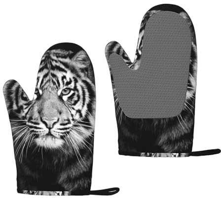 weißer Tiger, Silikon-Ofenhandschuhe, rutschfeste Kochhandschuhe, hitzebeständige Backhandschuhe, EIN Paar