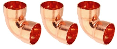 PATIKIL 1 1/4 Id 1.2mm Spessore Raccordo a Gomito in Rame, 3pz Raccordo per Tubo in Rame Puro 99,9% Raccordo per Tubo a Raggio Corto con Connessione a Saldare per Hvac