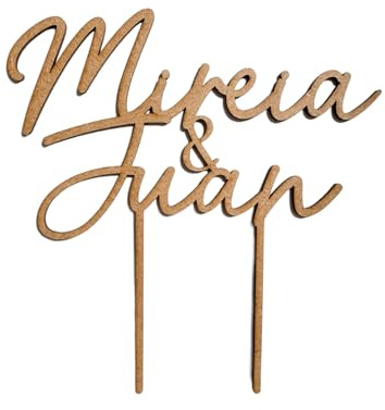 Topper tarta para Bodas, topper enamorados, Cake Topper Personalizado en madera com nombre para Tartas de Cumpleaños Eventos Decoración de Fiestas Bodas y Bautizos Cupcake Comunions Regalo Handmade