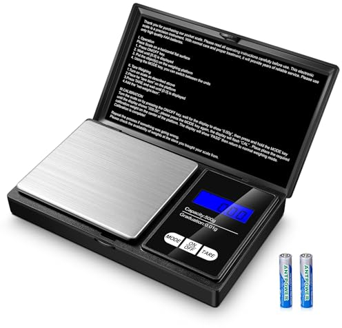 Zeawavsl Digitale Präzisionswaage, Präzisionswaage und Miniwaage – 500 g x 0,01 g tragbare Präzisionswaage mit Tara-Funktion, LCD-Display, Batterien im Lieferumfang enthalten