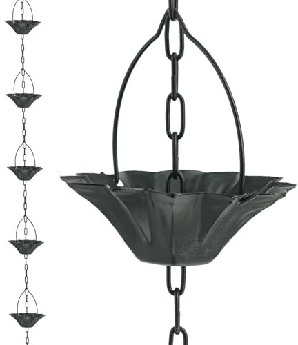 DFTDFYXYRain Chain Metal Outdoor Rain Chains for Gutters Uk Adjustable Rain Catcher Chain Yard Garden Outdoor Movable Hanging with Chain Retainer And Hook for Gutters, Patios, Gardens,1m(3.2ft)