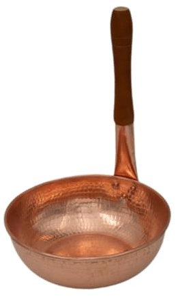 Baoblaze Kupfertopf, Suppentopf, Durchmesser 9 Zoll, Butterwärmer aus Kupfer mit Griff, kleines Kochgeschirr, Suppentopf, Stielkasserolle zum Kochen in der, Vertikaler Griff