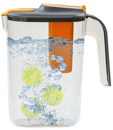 Brocca per acqua in vetro con coperchio rimovibile, elevata resistenza al calore, caraffa per infusione, caraffa 2 litri, caraffa in vetro, caraffa per acqua, caraffa in vetro, caraffa in vetro con co