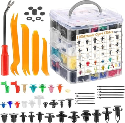 CALAMAANS 1240PCS Auto Stoßstangenhalter Clips Kunststoff Nieten Befestigungen Heckklappengriff Stab Clip Türverkleidung Kotflügel Clips Auto Push Pin Nieten Set