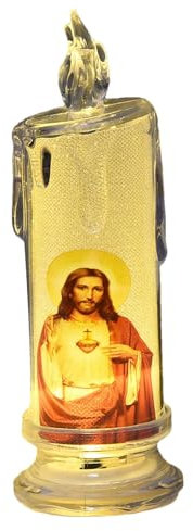 Vela de oración sin llama, vela de oración devocional LED sin llama,Velas religiosas LED | Vela de oración devocional religiosa LED, vela cristiana religiosa sin llama festiva