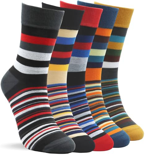 Alster Herz* Socken Bunt Herren 43-46, Lustige gemusterte Baumwolle Socken Männer Business Ringelsocken (DE/NL/SE/PL, Alphanumerisch, Einheitsgröße, Regular, Regular, 5 Paar - A0574)
