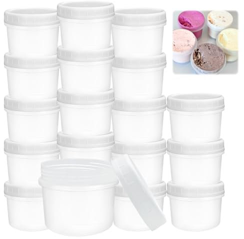 LPEPLL Lot de 20 Pots Alimentaires 160ML avec Couvercles Hermétiques, Contenants Plastique Réutilisables Sans BPA pour Yaourt, Sauces, Collations, Préparation de Repas, Déplacement