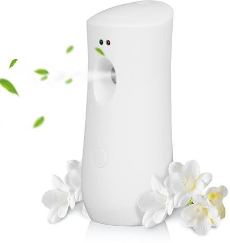 Yallmie Automatic Air Freshener Spray Dispenser, Free Standing or Wall Mounted Automatic Spray Holder Motion Sensor Air Freshener, Adjustable Timer Dispenser for Office Home (White)