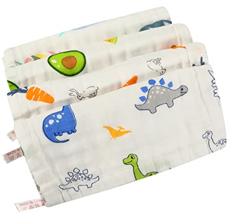 PACKOVE 4piezas Toallita Facial Algodón Suave y Absorbente Para Limpieza Facial y Control De Saliva Baño o Tocador Infantil