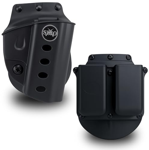 Sibo - Waffenholster Pistole + Doppelte Magazintasche - Kompatibel bereta M92|92FS|M9|M9A1| Taurus PT92|PT99 OWB Gürtel Pistolenholster Airsoft Holster Polymer (Pistolenholster + Doppelmagazintasche)