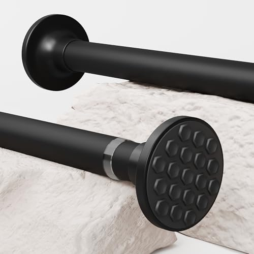 Barra de cortina de ducha de 50 a 70 cm φ25 mm, barra de cortina extensible blanca, sin taladrar, barra telescópica, varillas de tensión de acero inoxidable para sala de estar, dormitorio, baño