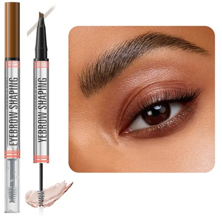 ZHITENG Micro ögonbrynspenna 2-i-1, vattentät och fläcksäker Micro eyebrow penna lång livslängd, skapar ett naturligt utseende utan ansträngning (ljusbrun)