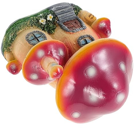 Toyvian Mushroom House Decorations Miniature Fairy Garden Mushroom House Figurines for Desktop Craft