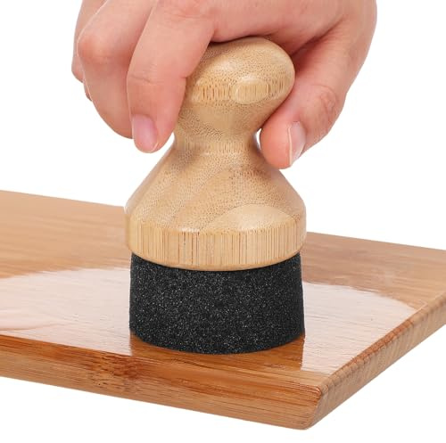 MOBUTOFU Applicateur de Cire ’Huile pour Planches à Découper en Bois Manche en Bambou Naturel Brosse en Mousse Douce Outil D’Entretien la Cuisine Polyvalent 5X5X85 CM Usage
