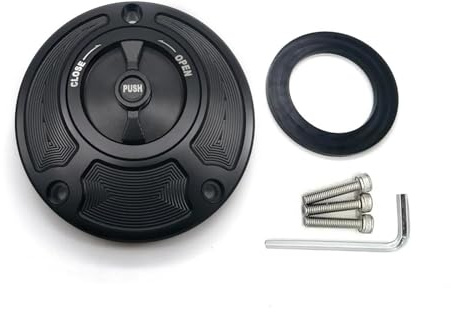 CNC Bränsletanklocksskydd Aluminium Nyckelfria Motorcykeltillbehör Alla År För Yamaha FZ6 FZ6R FZ1 R1 R6 R6S Bränsletanklock(Black Black)