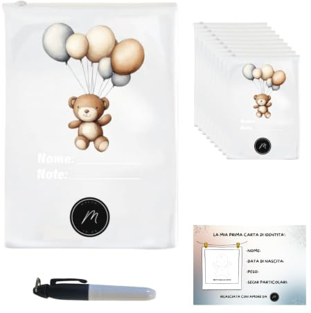 Malinì Set 10 Bustine Corredino Neonato con Zip - 10 Sacchetti Satinati Riutilizzabili per Borsa Parto Ospedale, Asilo e Viaggio – Idea Regalo Nascita Baby Shower