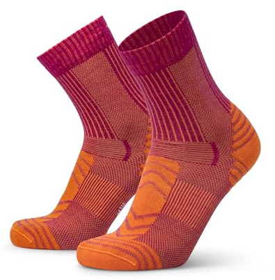 DANISH ENDURANCE Calcetines Antiampollas Senderismo de Lana Merino Ligeros, Fucsia/Naranja, 39-42
