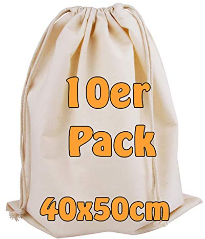 Cottonbagjoe großer Baumwollbeutel - 40x50 cm | Nachhaltiger Stoffbeutel mit Kordelzug für Aufbewahrung, Gestaltung & als Turnbeutel | Zero Waste Lösung