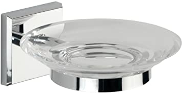 WENKO Power-Loc® Seifenablage Laceno - Seifenschale, Befestigen ohne Bohren, Kunststoff (ABS), 13 x 5.6 x 14 cm, Chrom