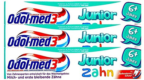 3x Odol med3 Junior Zahn 6+ Jahre, Milch und erstbleibende Zähne 50ml