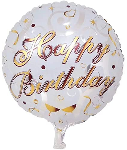DIWULI, edler Geburtstags Luftballon Happy Birthday, Folien-Luftballon als Geschenk und Überraschung, weiß silber Folien-Ballon für Geburtstag, Geburtstagsfeier, Party, Dekoration, Geschenk-Deko, DIY