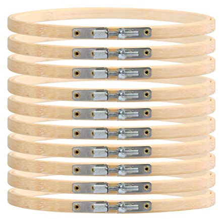 CENBEN Stickrahmen, 15 cm, 10 Stück, Kreuzstichring, verstellbar, aus Bambus, Stickrahmen aus Holz, runder Kreis aus Bambus, für Handwerk, Häkeln, Nähen