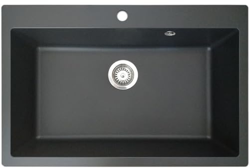 Essebagno Sierra fregadero 1 cuenca grande solamente 76x50 en resina negra