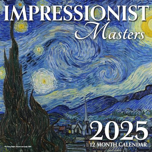 11x17 Open Monthly Calendar, 18 Month Vertical, Impressionist Masters