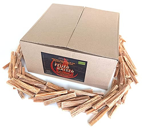 Feuerkaiser Kienspan Fatwood (ca. 350 Sticks, 4,5kg, Länge 10cm) natürlichster Bio Anzünder, Feueranzünder, Grillanzünder, Kaminanzünder, Ofenanzünder für Indoor und Outdoor