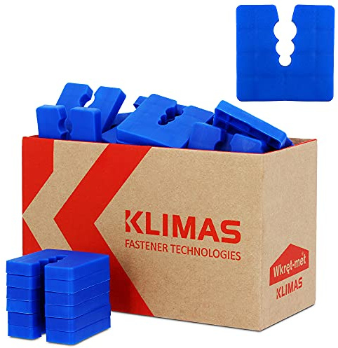 KLIMAS Abstandshalter Kunststoff 8mm 50 Stück Distanzscheiben Set Blau | Sockelprofile Sockelschienen Ausgleichstück Distanzstück für Universal-Dübel mit 3 Durchmesser Ø 6/8/10 mm PE Abstandhalter