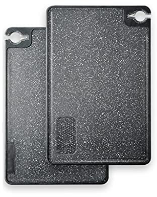 Planches à découper Planche à découper de cuisine Planche à découper en plastique avec rainure de jus et pointe de coupe de fruits de fruits robustes durables , M / L, Ensemble de 2 Planches à pain