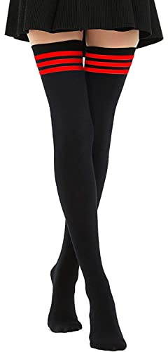 DRESHOW Extra Långa Lårhöga Strumpor för Kvinnor Tunna Randiga Tubtights över Knä Casual Strumpor med Hög Känga