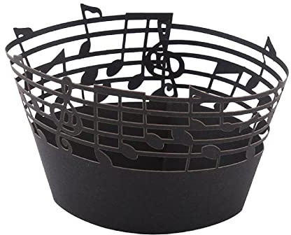 YUMILI Muffinförmchen Papier,50 Stück Muffinförmchen aus Papier mit Musiknoten aushöhlen Hochzeit Cupcake Papier Wrapper für Hochzeit Geburtstag Weihnachten Party (Schwarz)
