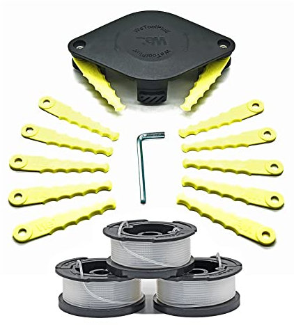 WETOOLPLUS GTK0002 for Black & Decker Trimmer, 1 Pack Weed Eater Head Fixed Dual Heavy Duty Blades with 12 pc Replacement Blades,3 Pack AF-100-3ZP .065 Line and Spool, WTA0666