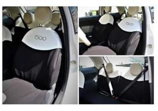 Italfodere - Auto Sitzbezüge Vordersitze und Rücksitze - Kompatibel mit Fiat 500 - Handgefertigt - Baumwolle - Schaumgummi - Polyester - Auto-Interieur-Zubehör - Hergestellt in Italien - (Schwarz/Weiß