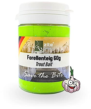 Zite Fishing Forellenteig mit Knoblauch-Aroma 60g – Fängige Forellenpaste | Schwimmend als Forellenköder – Trout Bait Teigköder in knalligen Neonfarben mit Glitter, Forellen Teig
