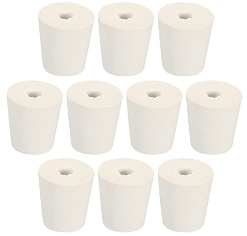 sourcing map 10Stk Gummi Konisch Stecker 22mm bis 28mm mit Loch Test Rohre Stöpsel Stopfen Weiß für Lab Haus